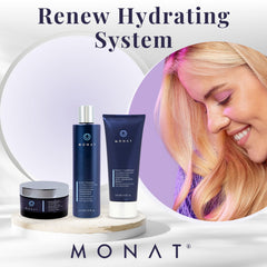MONAT Renew Conditioner bottle close-up highlighting softness and shine.