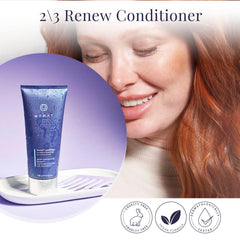 MONAT Renew Shampoo foam close-up showing hydrating cleanse.