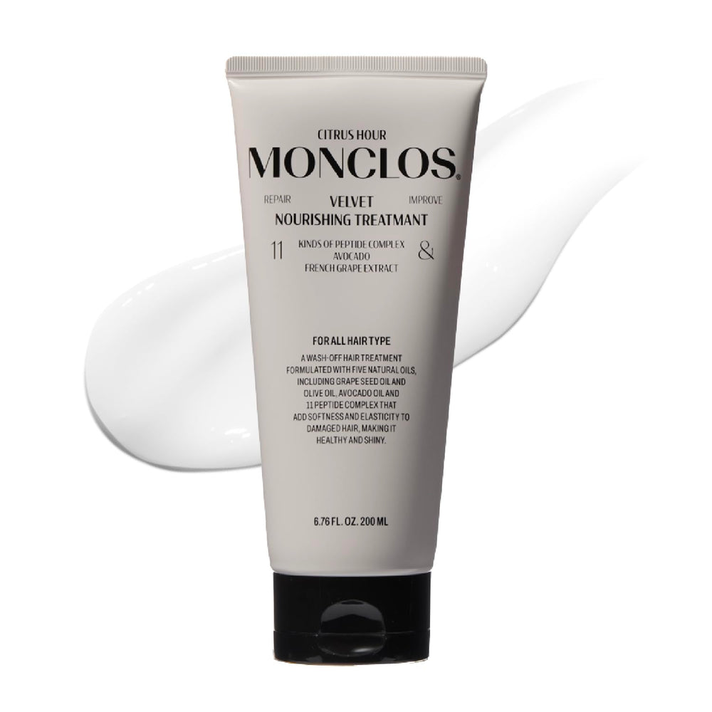 MONCLOS Velvet Hair Treatment bottle front view for deep conditioning and frizz control