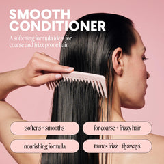 MONDAY Haircare SMOOTH label closeup shows Wheat Protein and nourishing oils.
