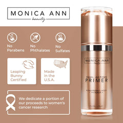 Monica Ann Beauty Dual-Action Primer on skin with long-wear feel