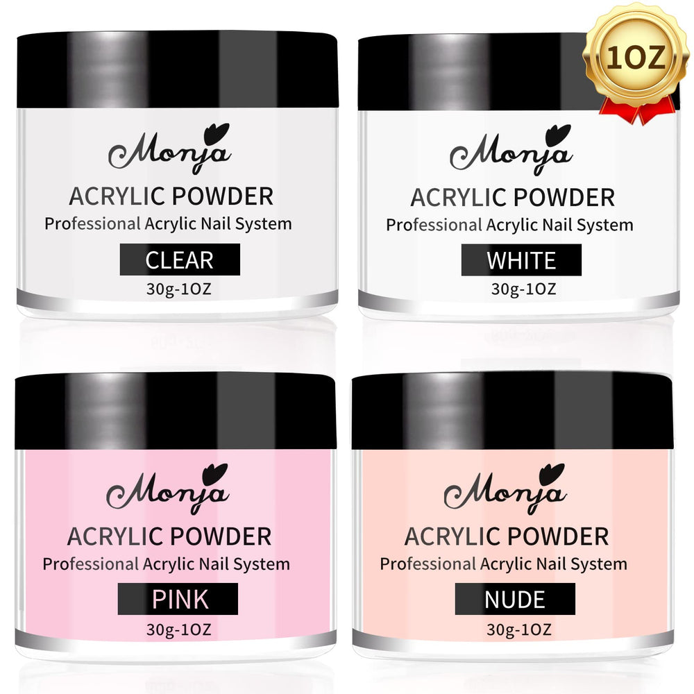 Monja acrylic powder kit four colors for durable nails.