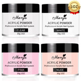 Monja acrylic powder kit four colors for durable nails.