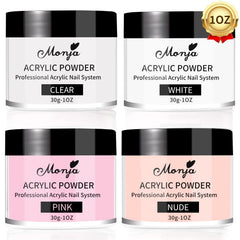 Monja acrylic powder kit four colors for durable nails.