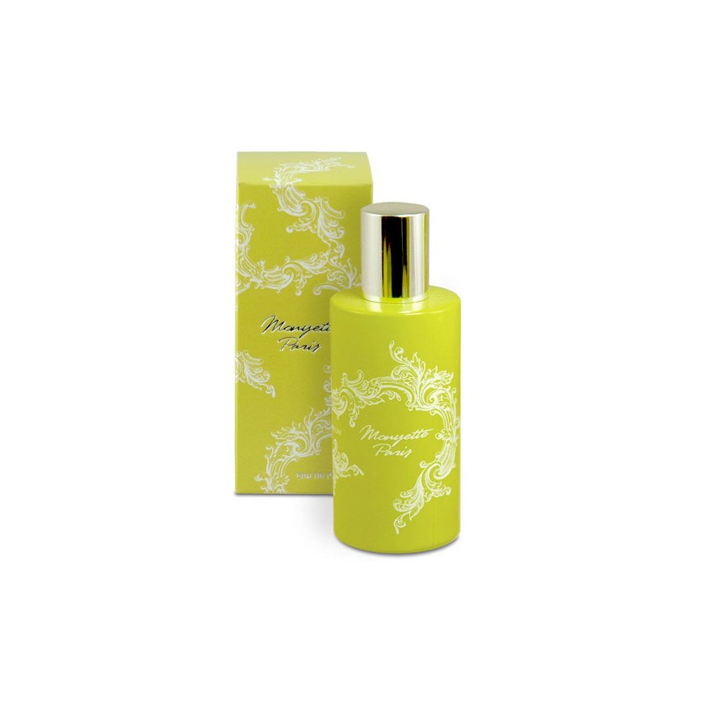 Monyette Paris Eau de Parfum Spray bottle with creamy gardenia and island vanilla orchid for evening allure.
