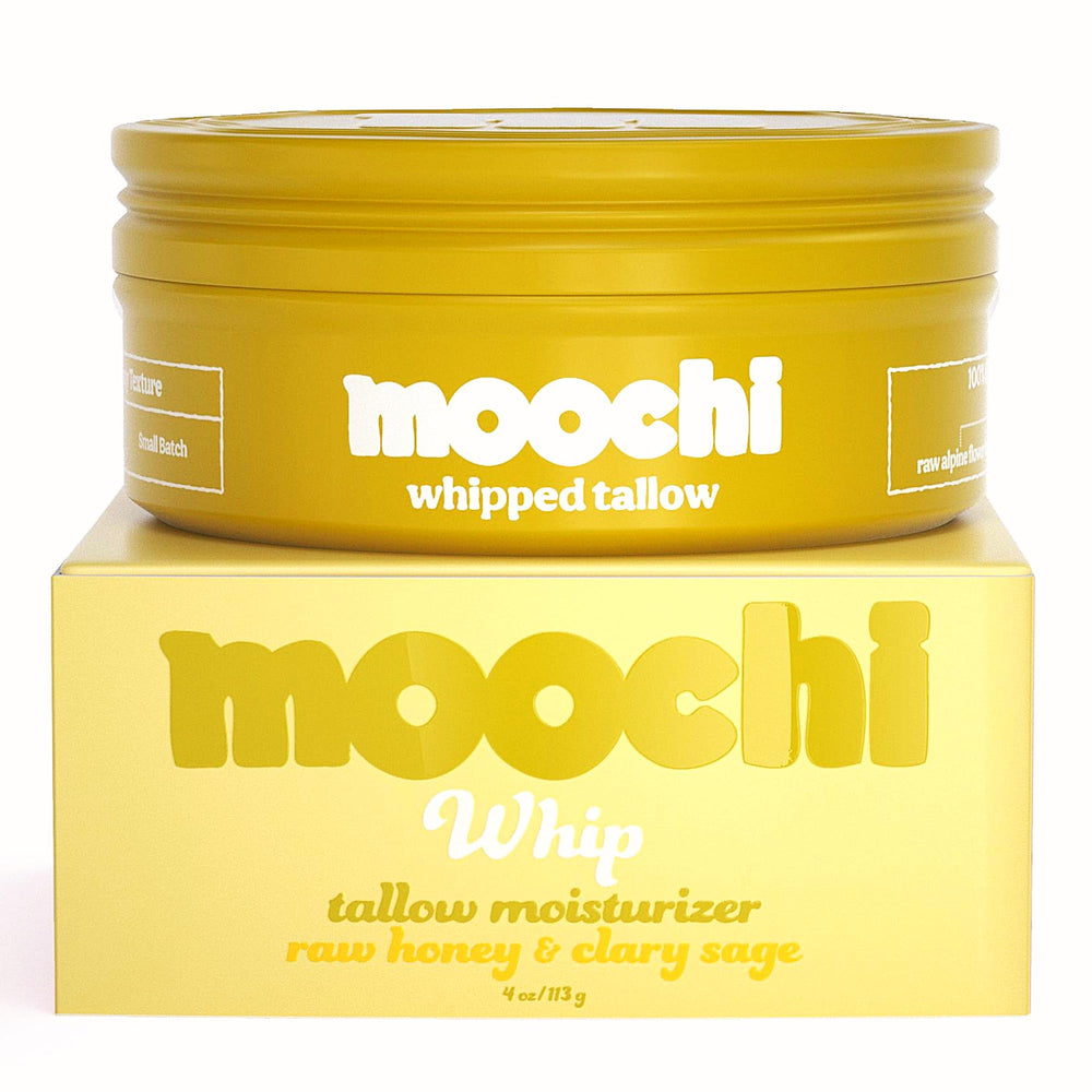 Moochi Beef Tallow Skin Jar demonstrating deep hydration for soft, nourished skin.