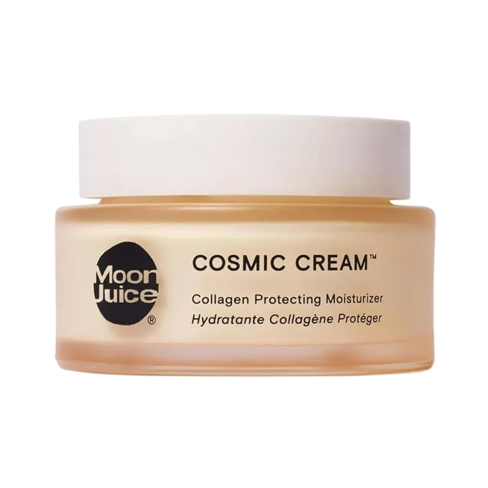 Moon Juice Cosmic Cream jar showcases vegan hydration for radiant skin.