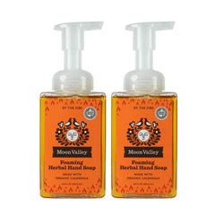 Moon Valley Organics By the Fire foaming hand soap bottle front showing seasonal scent