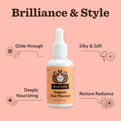 Moon Valley Organics Hair Therapy with argan oil droplets.
