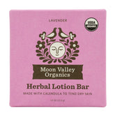 Moon Valley Organics Moon Melt Bar lavender close-up shows soothing moisture for dry skin.
