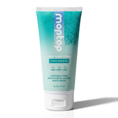 MopTop Crème Boucles : bouteille démontrant la texture definissante pour des boucles nettes.