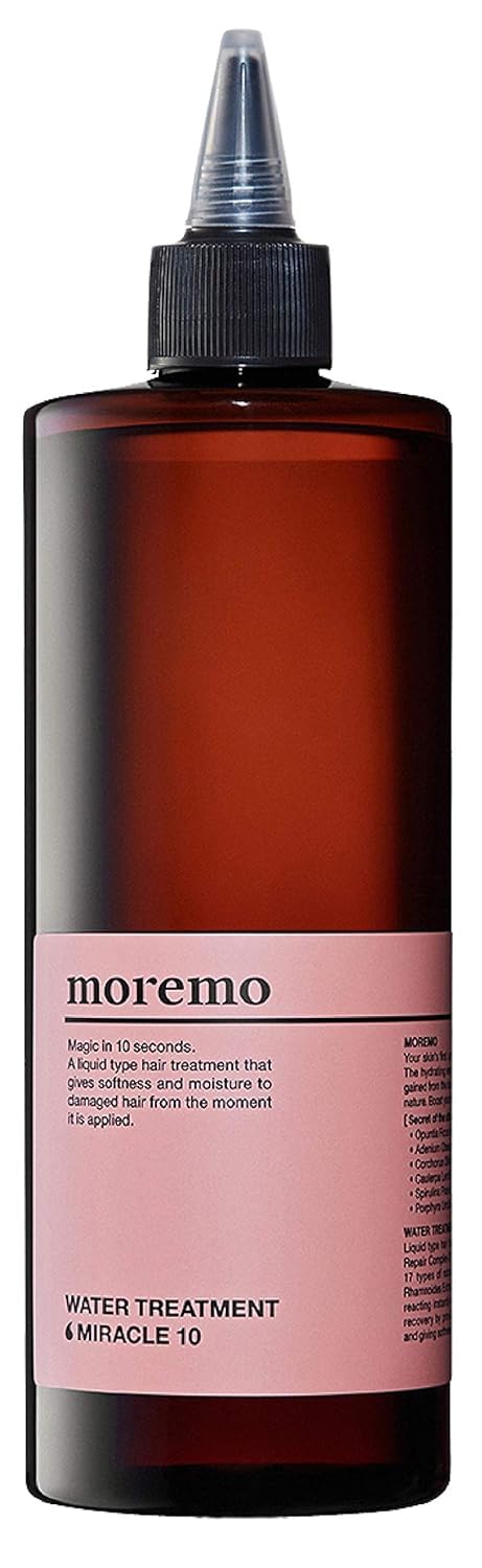 MOREMO Water Treatment Miracle 10 bottle close-up, silicone-free care for damaged, thin hair