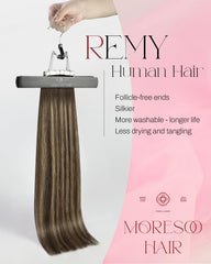 Moresoo Real Remy hair with soft shine and durability.
