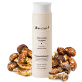Morethan8 Matsutake shampoo bottle highlights natural, nourishing formula for fuller-looking hair