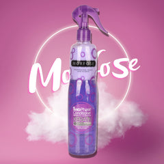 Morfose Heat Protectant Spray in use shields strands during heat styling.