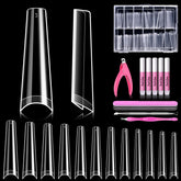 MORGLES 240 pcs half-cover coffin nail tips in clear for DIY nail art