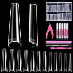 MORGLES 240 pcs half-cover coffin nail tips in clear for DIY nail art