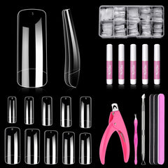 MORGLES 500pcs clear nail tips square full cover for DIY nails