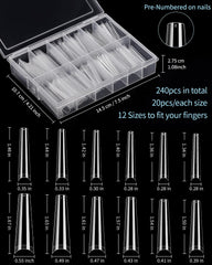 MORGLES extra-long XXL coffin tips with C-curve for elegant nails