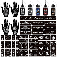 Moricher Henna Tattoo Kit ink bottles offer vibrant color options for bold temporary designs.