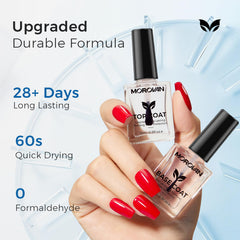 Morovan base top coat dries in 60 seconds for a speedy manicure