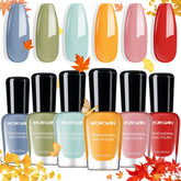 Morovan fall nail polish set packaging with six colors for effortless fall looks.