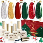 Morovan gel nail polish set red sparkle for festive nails and long-lasting shine