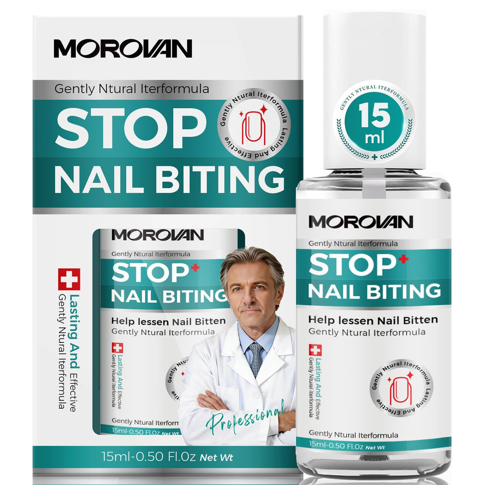 Morovan nail biting deterrent bottle pour showing long-lasting bitterness.