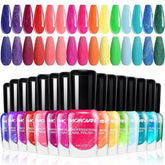 Morovan nail polish set with 15 bright colors for vibrant, salon-like nails at home.