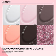 Morovan Poly Gel color palette display for quick shade selection.