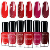 Morovan red nail polish set glitter-bright-burgundy bottle for elegant manicure.