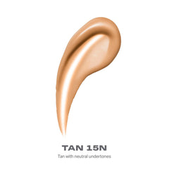 Morphe Lightform Dewy Foundation Tan 15N application with brush for seamless blend.