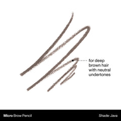 Morphe Micro Dual Eyebrow Pencil Java shade swatch for color-true brows.