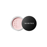 MORPHE Mini Bake & Set powder jar close-up highlights talc-free, lightweight finish.