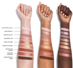 MORPHE Rich and Foiled Artistry Palette swatches metallic mattes and shimmers for luminous lids.