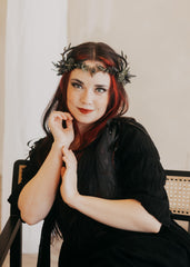 MOSTORY light up elf crown side view highlights intricate antler details for woodland character styling.