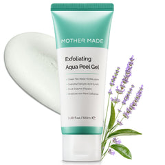 MOTHER MADE LHA exfoliating gel bottle close-up for smoother skin prep