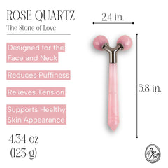 Mount Lai rose quartz massager on shoulder demonstrates neck contouring.
