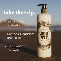 Mountain Ocean Skin Trip Coconut Body Lotion texture on hand showing quick absorption.