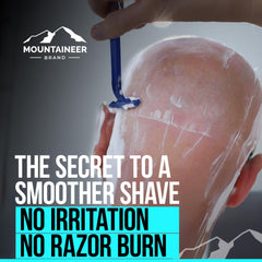 Mountaineer Brand Bald Head Wash lathers easily for daily facial and scalp care.
