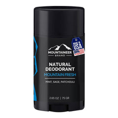 Mountaineer Brand natural deodorant stick Mountain Fresh for smooth, long-lasting daily freshness.