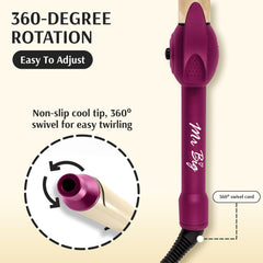 Mr Big ceramic wand showing smooth glide for frizz free waves