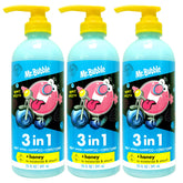 Mr. Bubble Berry Smooth 3in1 bottle for quick, gentle cleanse of hair and skin.