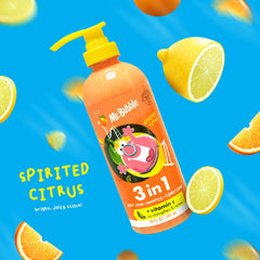 Mr. Bubble Spirited Citrus 3in1 hair-care image showcasing nourishing formula.