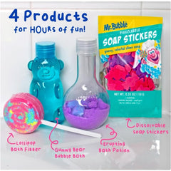 Mr Bubble Sweet Treats gummy bear bubble bath delivers rich foam for bubbly play.