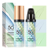MrCuvaryas Primer SPF50 bottle with pump for quick, protected makeup base.