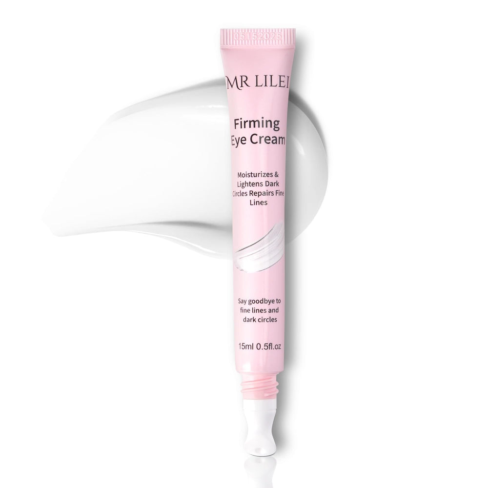 Mrlilei Beauty firming eye cream jar close-up, fragrance-free formula for sensitive skin