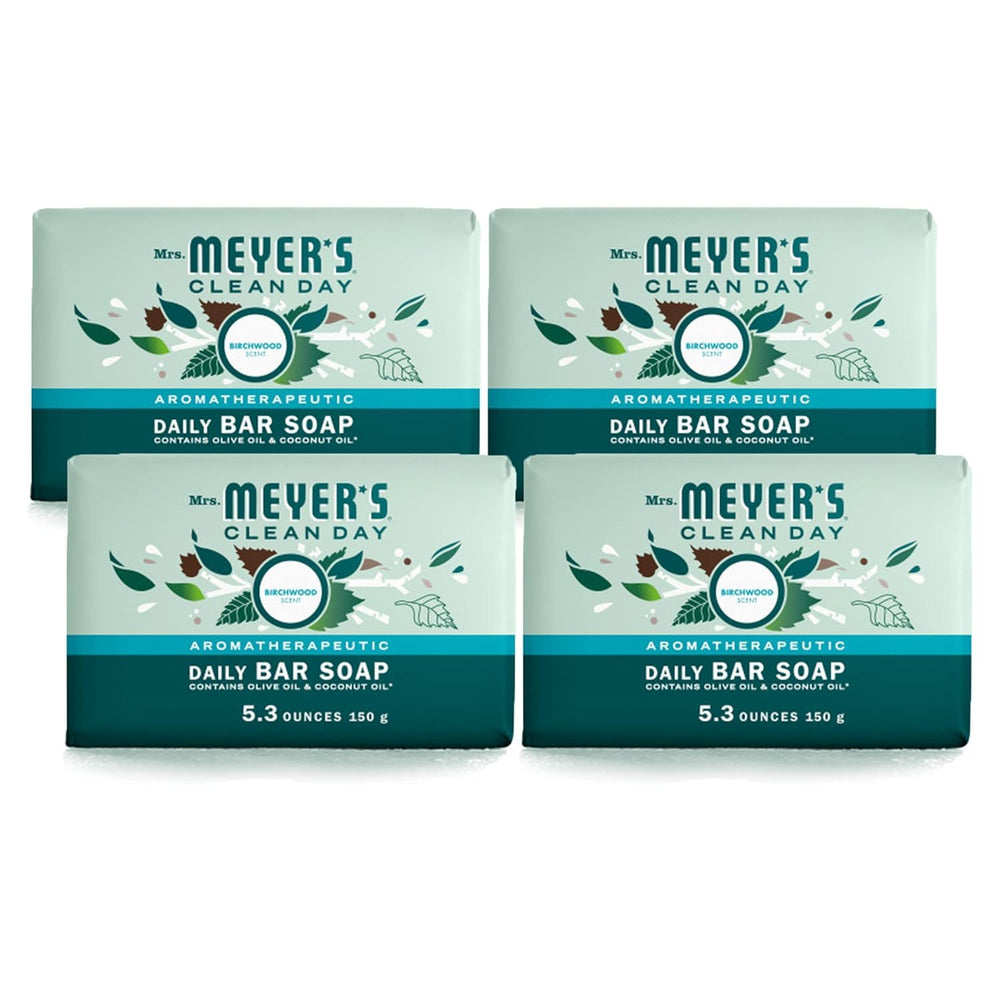 Mrs. Meyer's Clean Day Birchwood bar soap wrapped for a fresh scent.