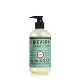 Mrs. Meyer's Clean Day Basil hand soap pump bottle, ready for everyday cleansing.