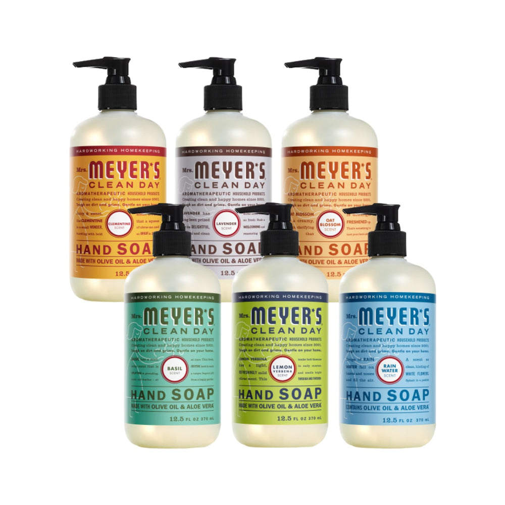 Mrs. MEYER'S Clean Day Clementine hand soap bottle with bright citrus aroma.